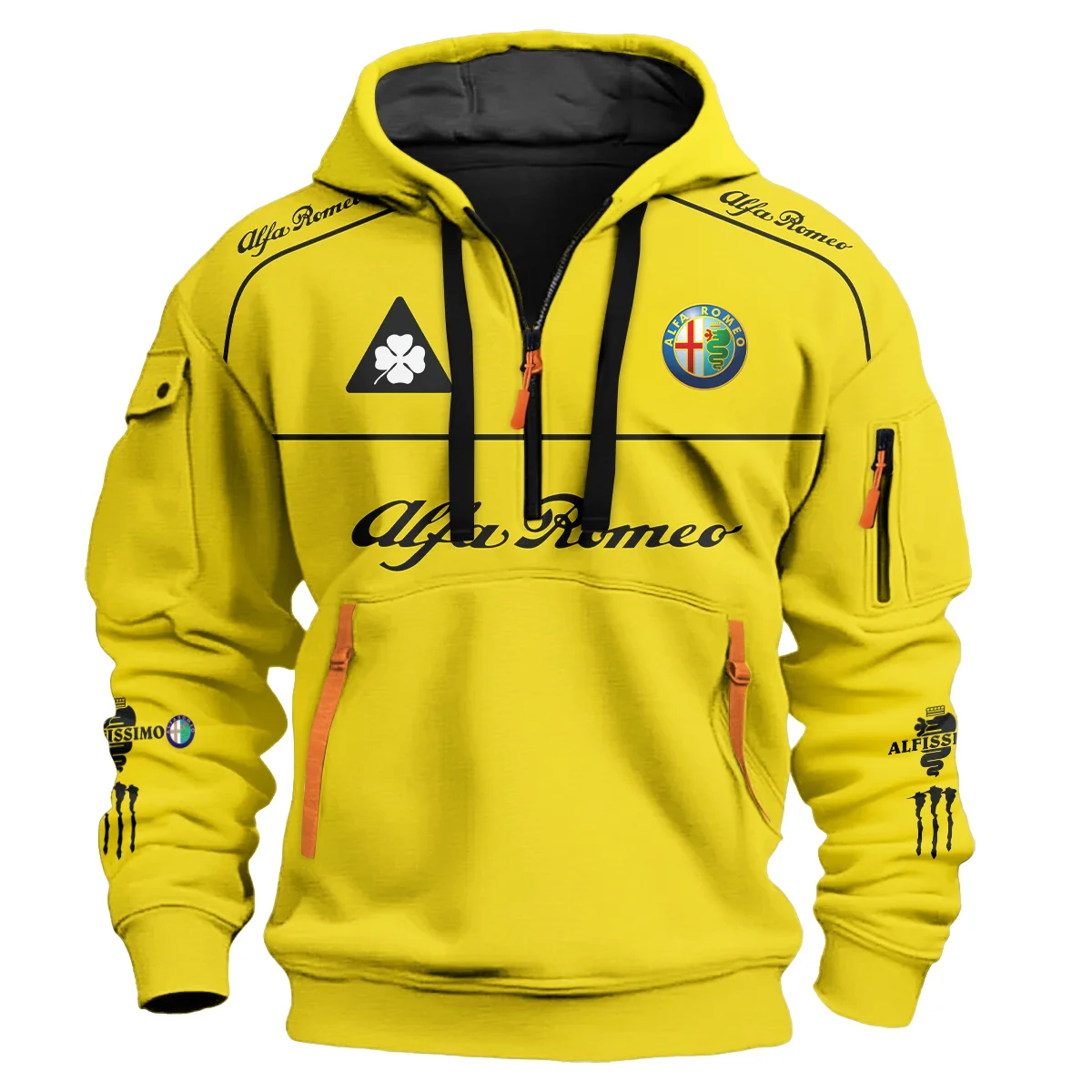 Alfa Romeo Racing F1 Hoodie Half Zipper All Over Prints BL17325A3HZ - Yellow