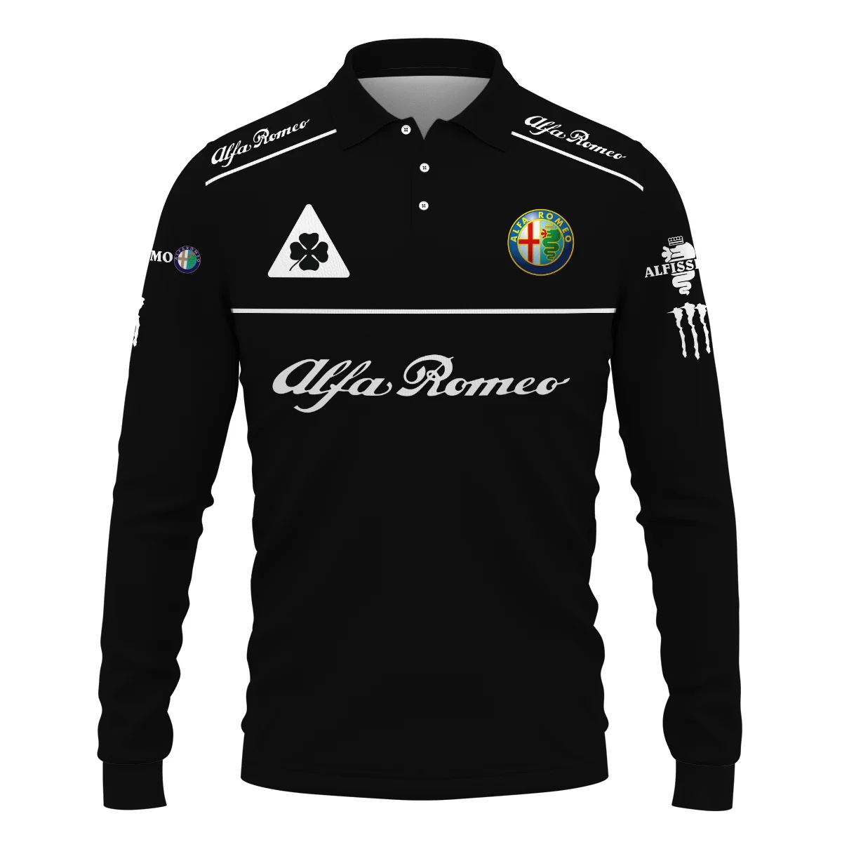 Alfa Romeo Racing F1 Long Polo Shirt All Over Prints BL17325ALPL - Black