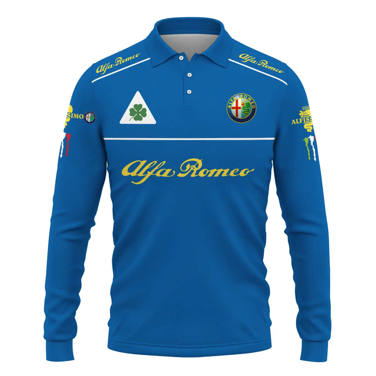 Alfa Romeo Racing F1 Long Polo Shirt All Over Prints BL17325ALPL - Blue