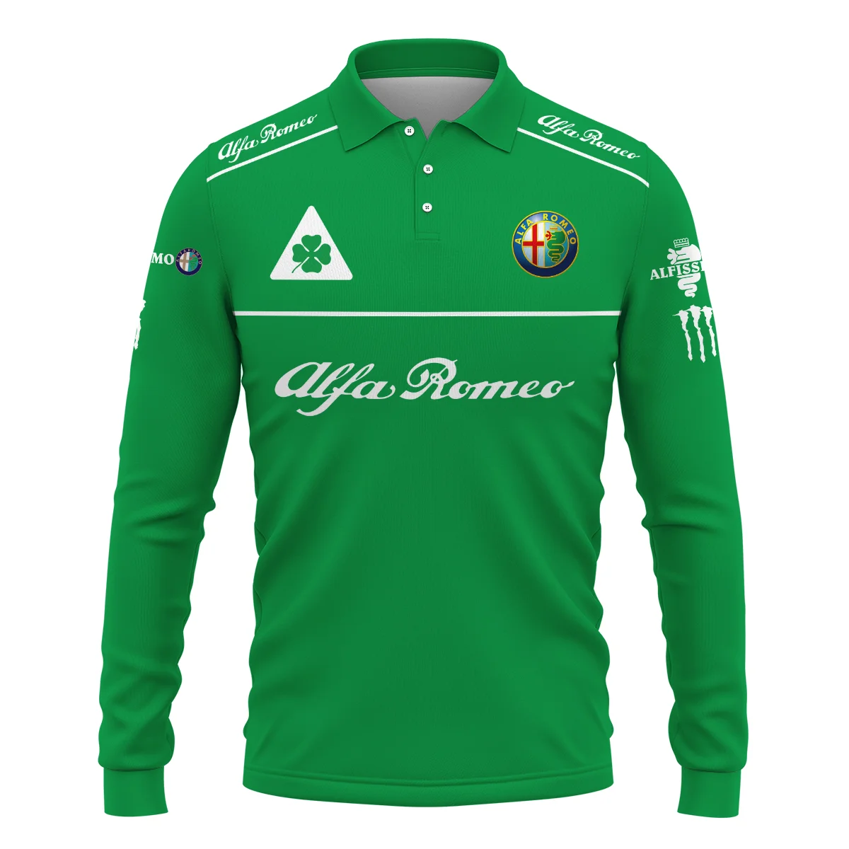 Alfa Romeo Racing F1 Long Polo Shirt All Over Prints BL17325ALPL - Green