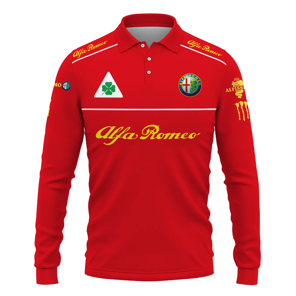 Alfa Romeo Racing F1 Long Polo Shirt All Over Prints BL17325ALPL - Red