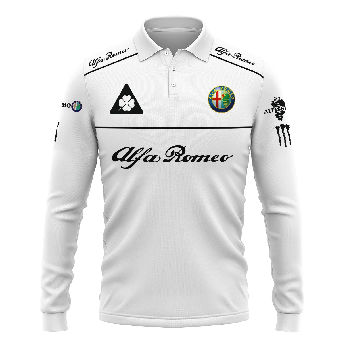 Alfa Romeo Racing F1 Long Polo Shirt All Over Prints BL17325ALPL - White