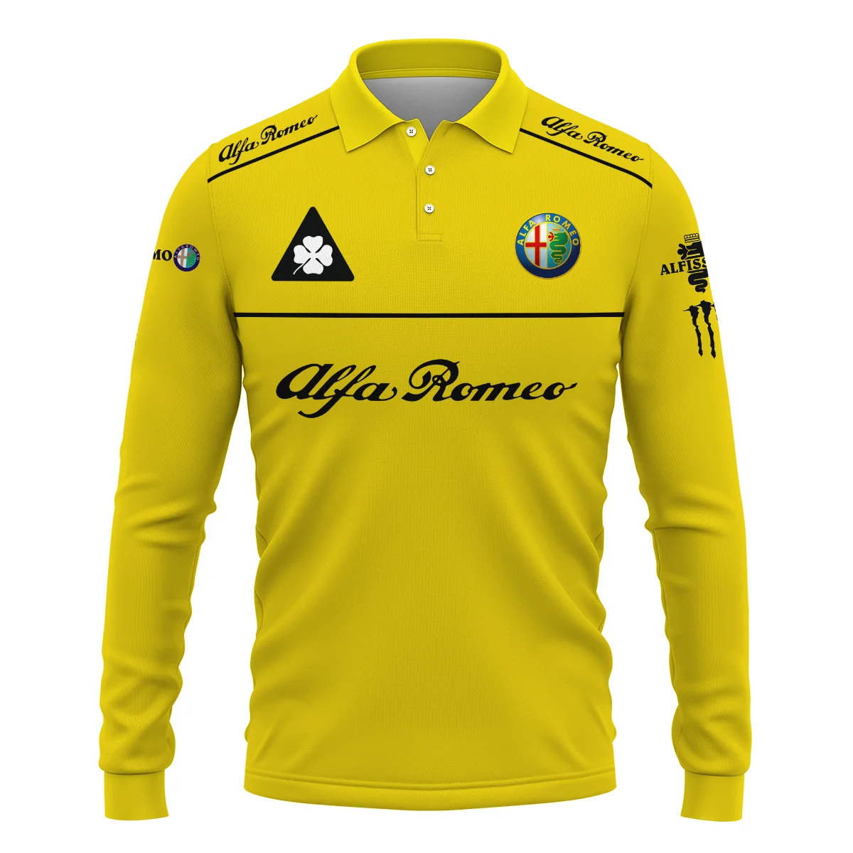 Alfa Romeo Racing F1 Long Polo Shirt All Over Prints BL17325ALPL - Yellow