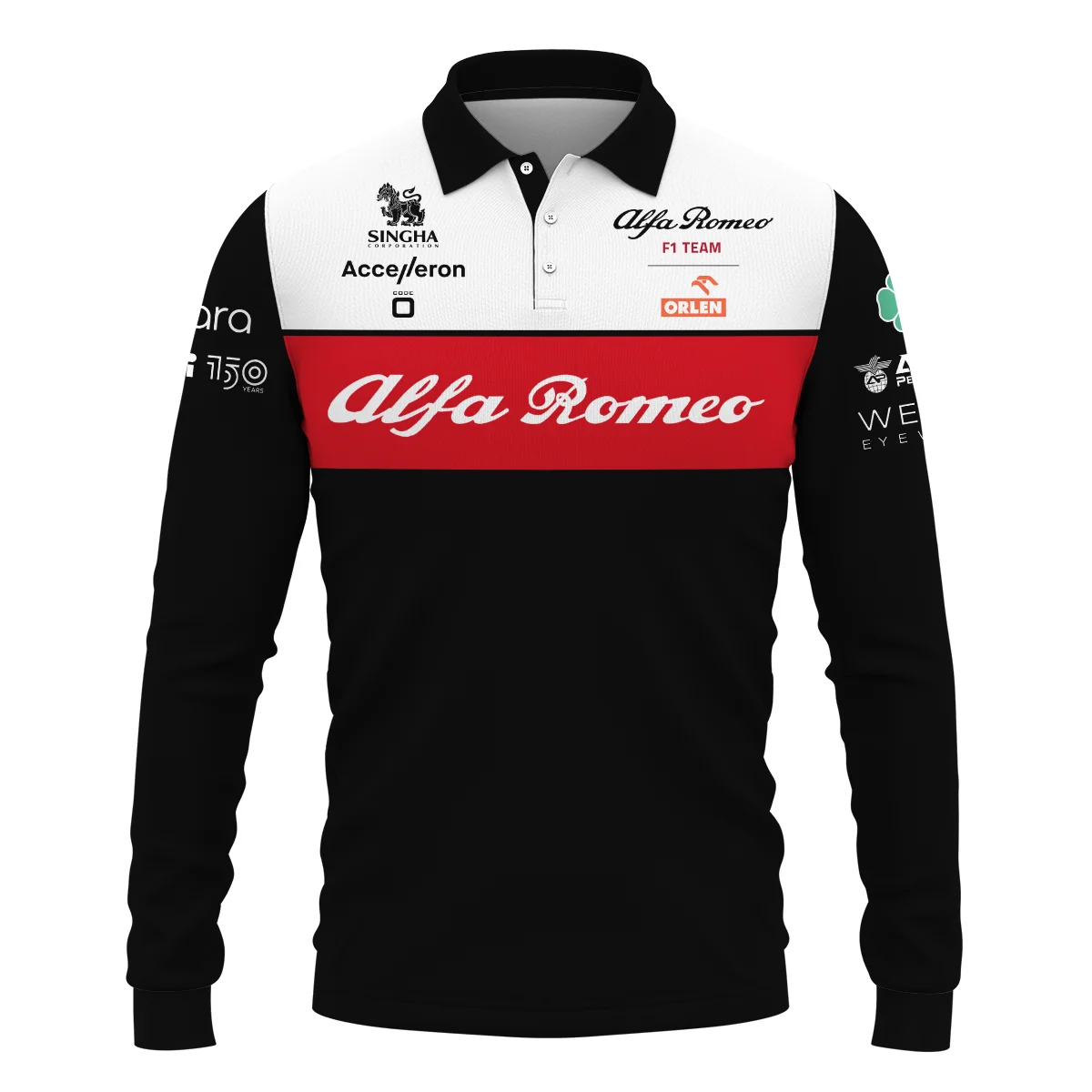 Alfa Romeo Racing F1 Team ORLEN 2022 Long Polo Shirt All Over Prints BL15325ALPL - Black