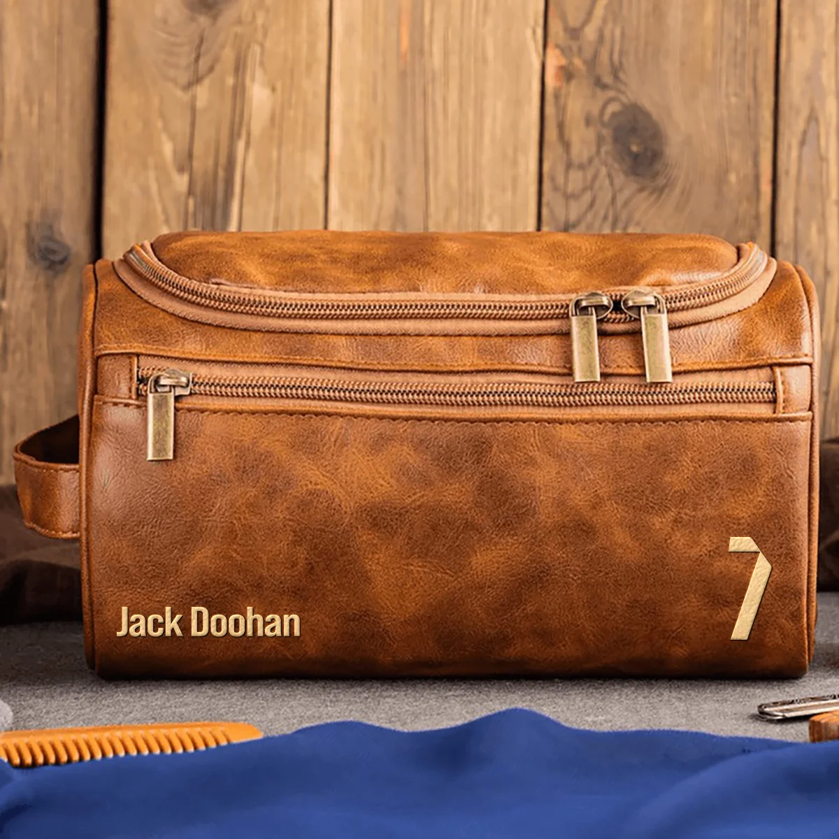 Jack Doohan Alpine - Leather Toiletry Bag BL19425A7 - Light Brown