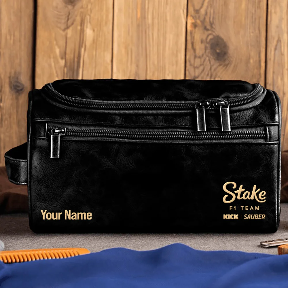 Kick Sauber F1 Team - Personalized Leather Toiletry Bag BL18425A1KS - Black