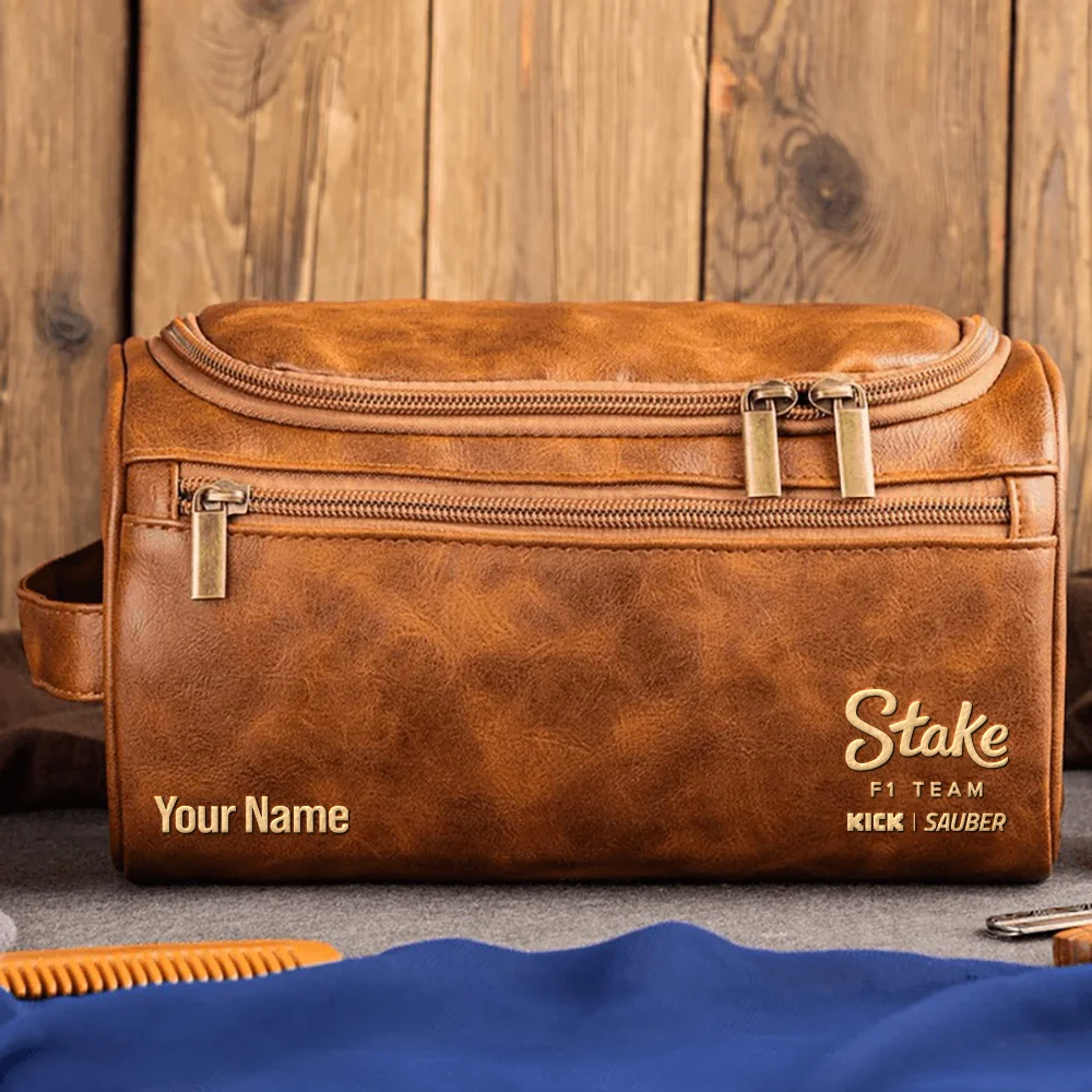 Kick Sauber F1 Team - Personalized Leather Toiletry Bag BL18425A1KS - Light Brown