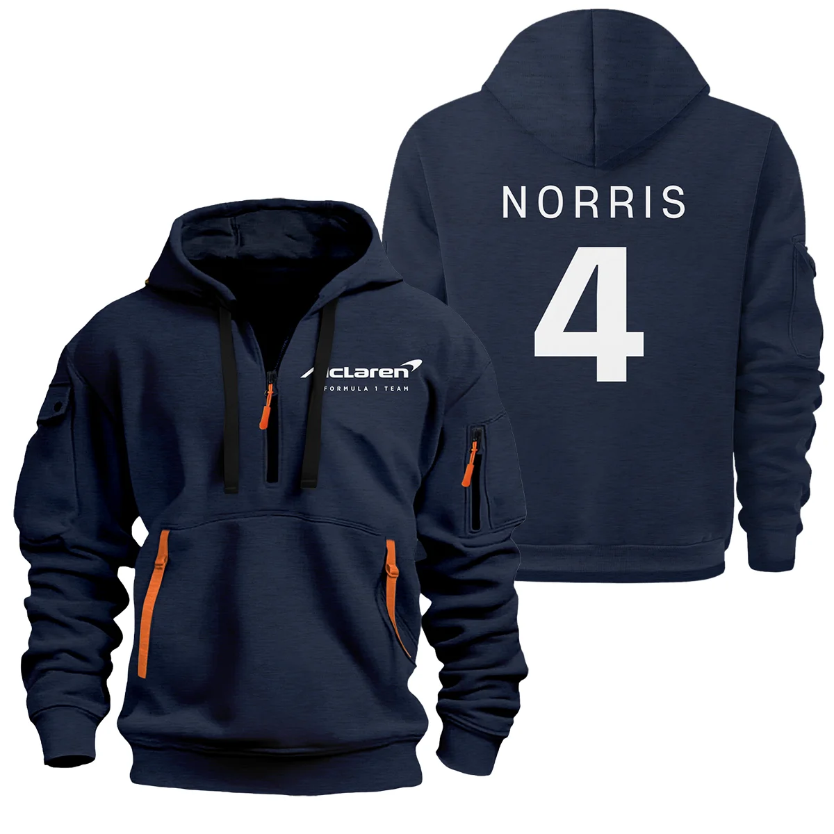 Lando Norris McLaren F1 Exclusive Logo Hoodie Half Zipper BLF1270325A2MCLHDF - Navy