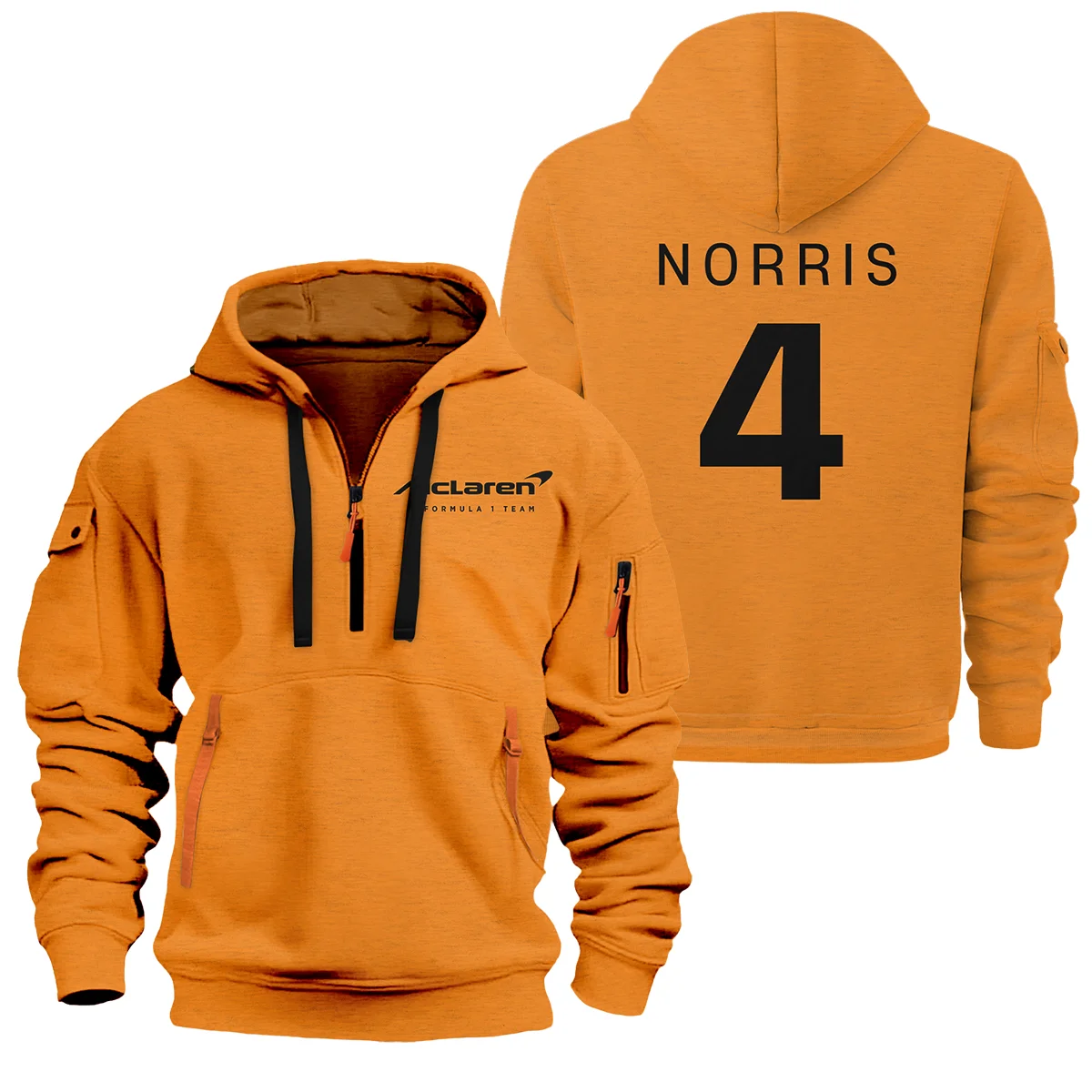 Lando Norris McLaren F1 Exclusive Logo Hoodie Half Zipper BLF1270325A2MCLHDF - Orange