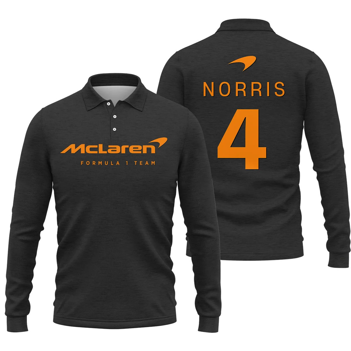Lando Norris McLaren F1 Exclusive Logo Long Polo Shirt BLF1270325A2MCLLPL - Black
