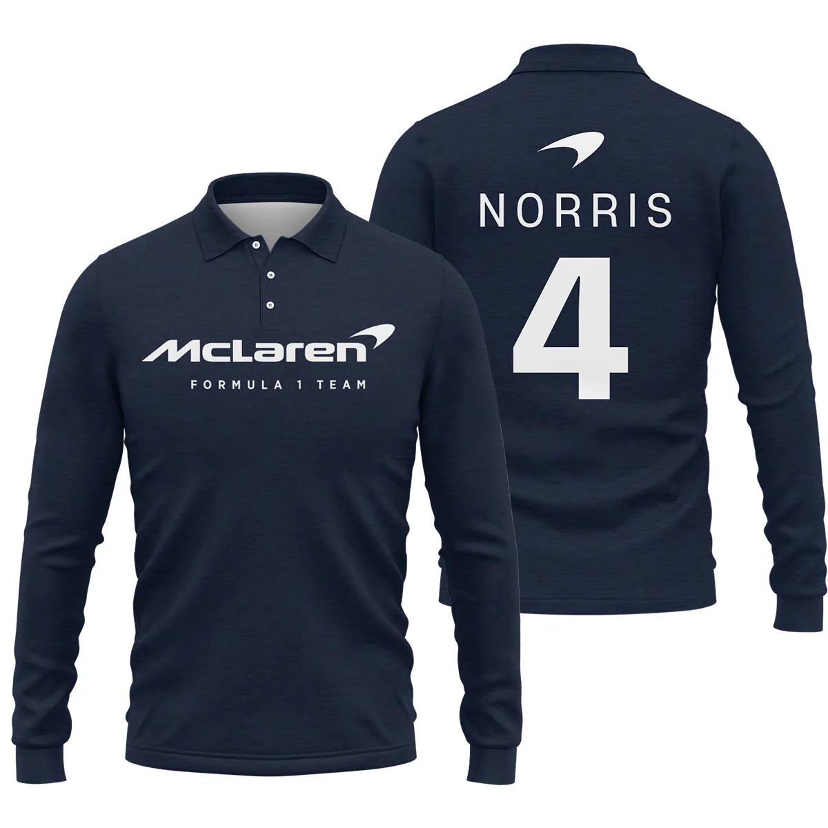 Lando Norris McLaren F1 Exclusive Logo Long Polo Shirt BLF1270325A2MCLLPL - Navy