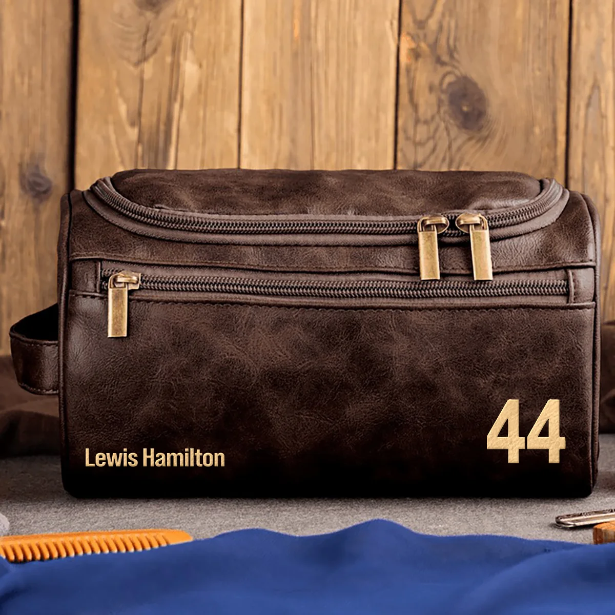 Lewis Hamilton Ferrari - Leather Toiletry Bag BL19425A44 - Coffee