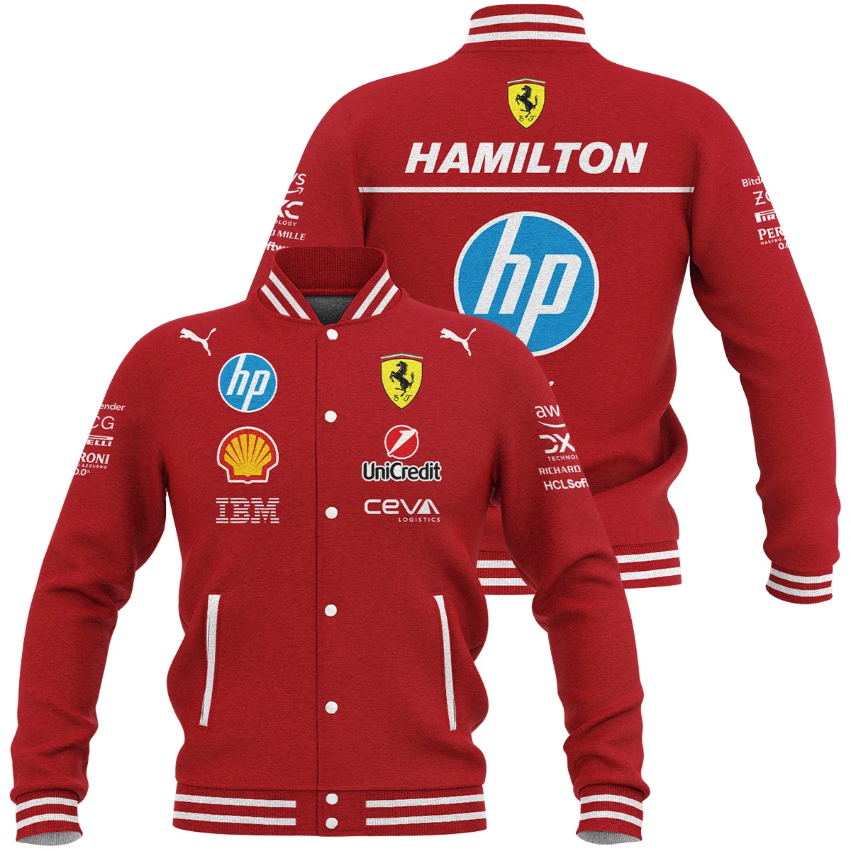 Lewis Hamilton Scuderia Ferrari F1 Baseball Jacket BLFRR5425A1LH - Style 1