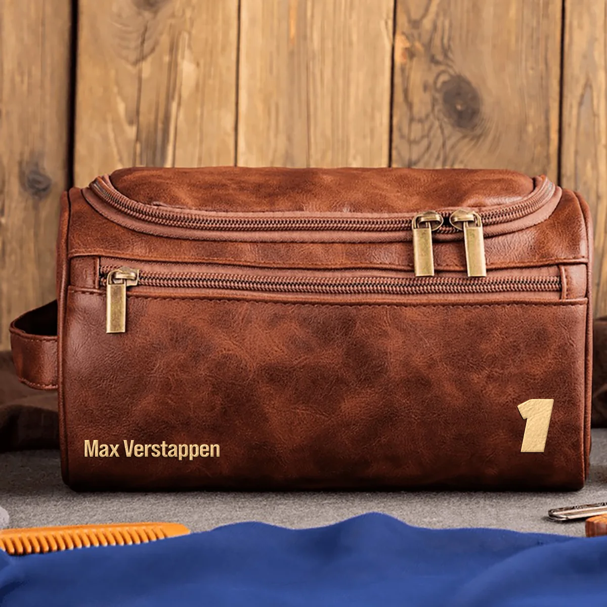 Max Verstappen Red Bull Racing - Leather Toiletry Bag BL19425A1 - Dark Brown