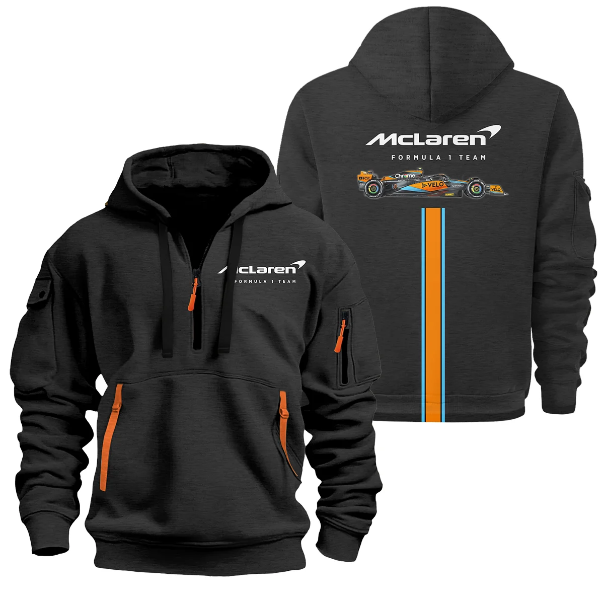 McLaren F1 Exclusive Logo Hoodie Half Zipper BLF1270325A1MCLHDF - Black