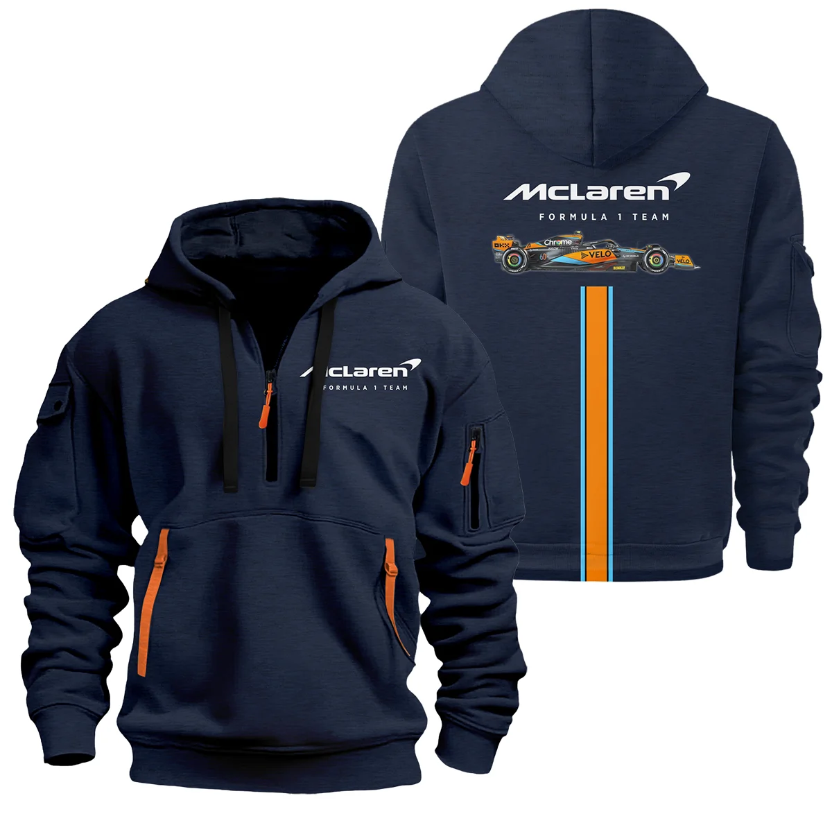 McLaren F1 Exclusive Logo Hoodie Half Zipper BLF1270325A1MCLHDF - Navy