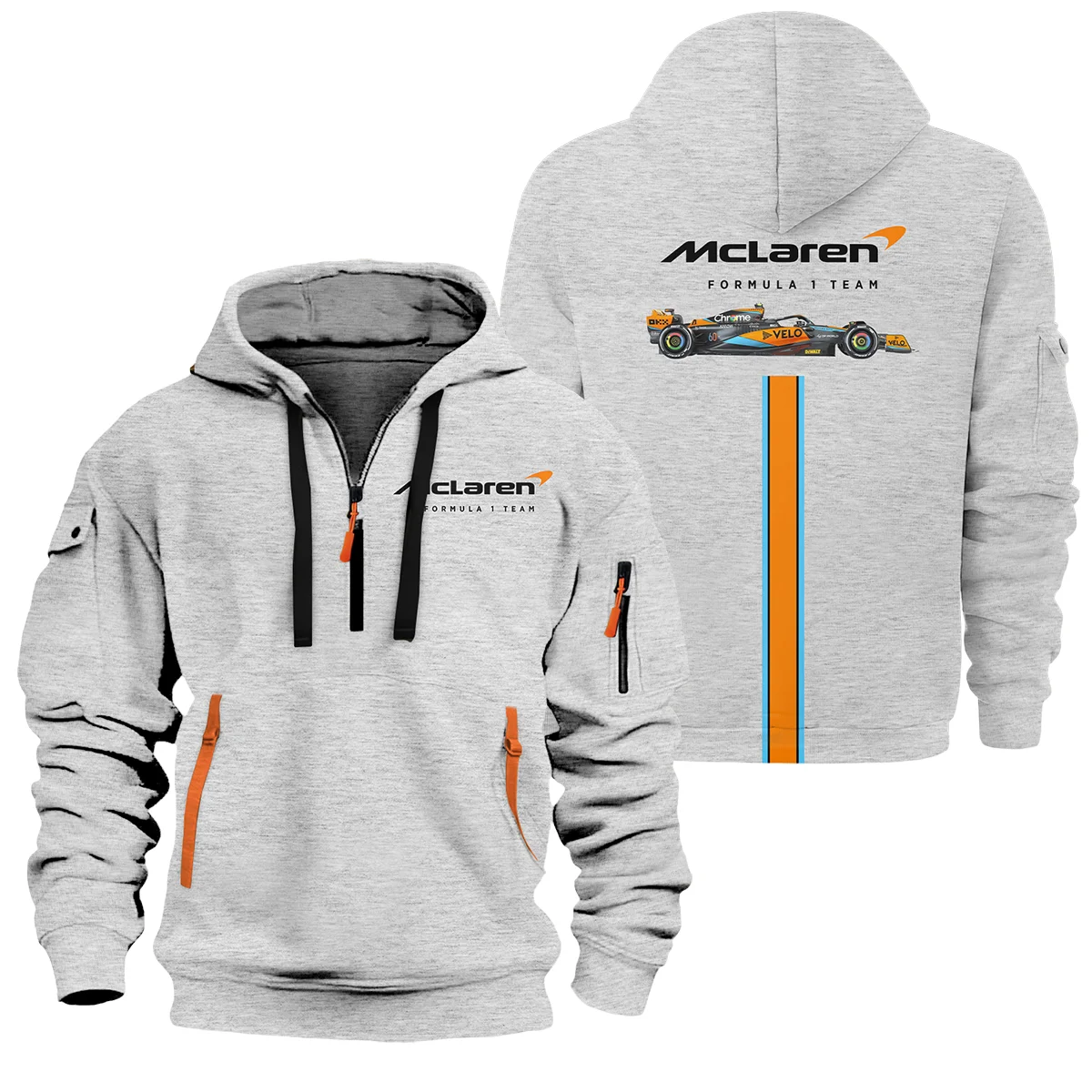 McLaren F1 Exclusive Logo Hoodie Half Zipper BLF1270325A1MCLHDF - White