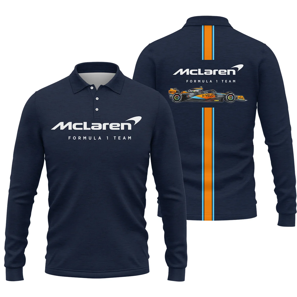 McLaren F1 Exclusive Logo Long Polo Shirt BLF1270325A1MCLLPL - Navy