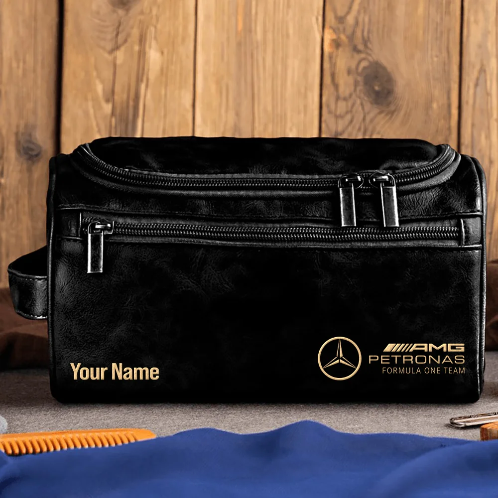 Mercedes F1 Team - Personalized Leather Toiletry Bag BL18425A1MER - Black