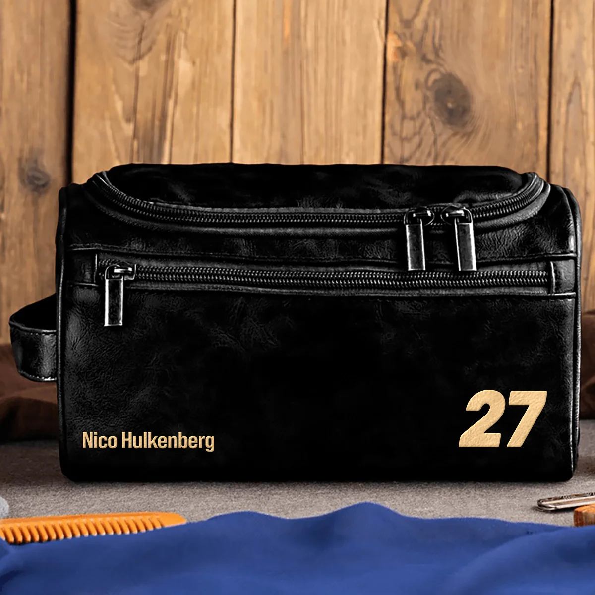Nico Hulkenberg Kick Sauber - Leather Toiletry Bag BL19425A27 - Black