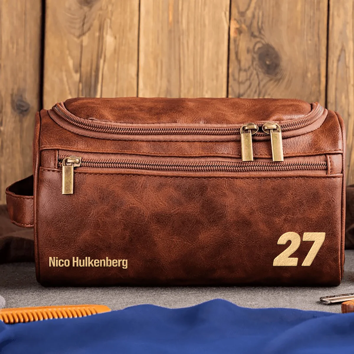 Nico Hulkenberg Kick Sauber - Leather Toiletry Bag BL19425A27 - Dark Brown