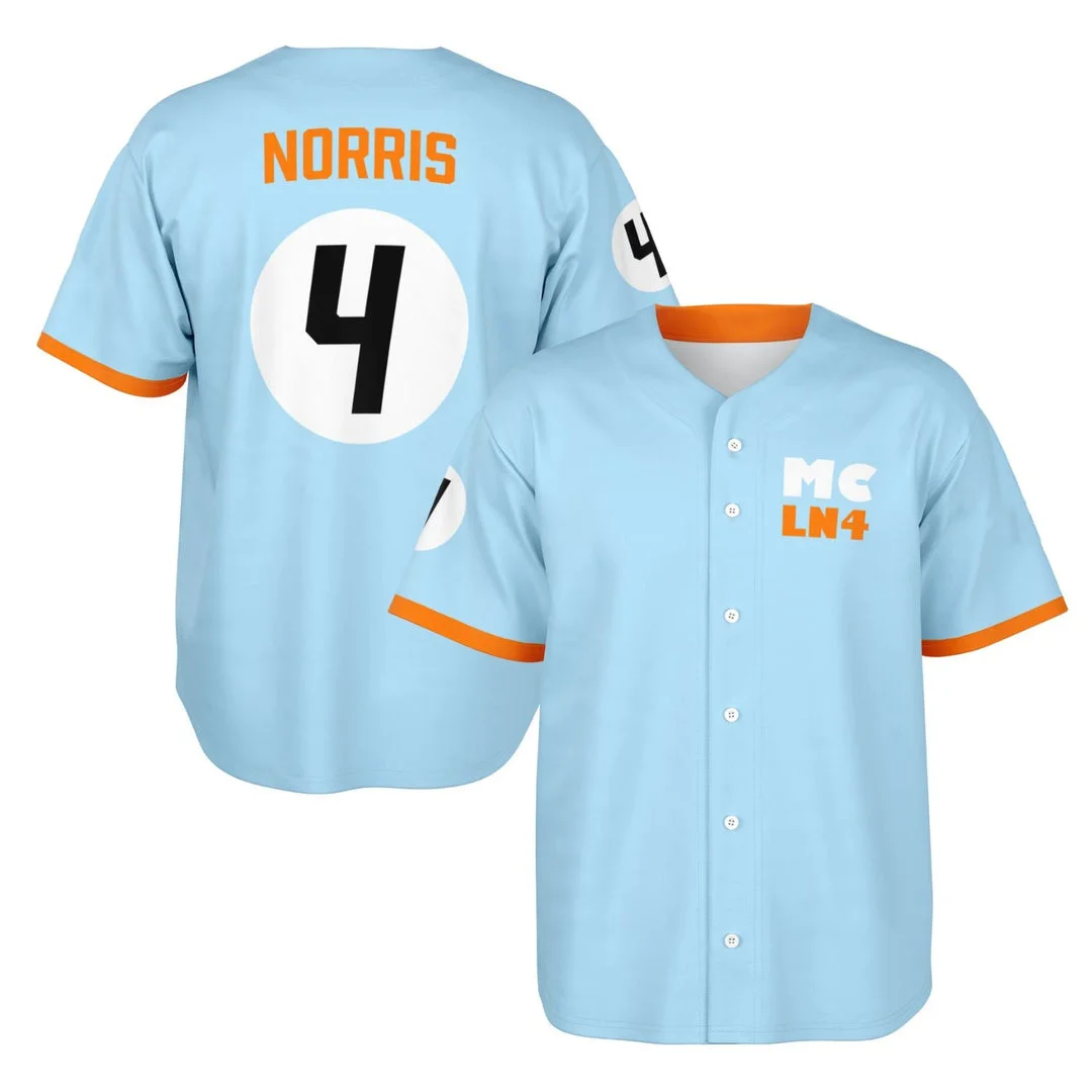 Norris - LN 4 Cyan - McLaren F1 Baseball Jerseys BLNR16425A6BBJS