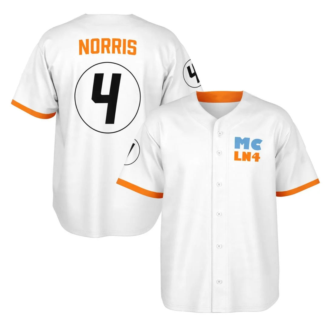Norris - LN 4 White - McLaren F1 Baseball Jerseys BLNR16425A7BBJS