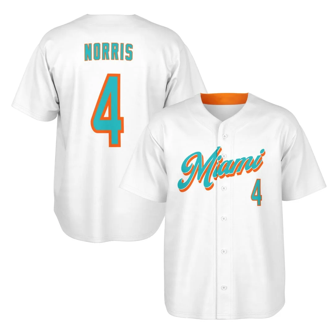 Norris - Miami 305 White - McLaren F1 Baseball Jerseys BLNR16425A11BBJS