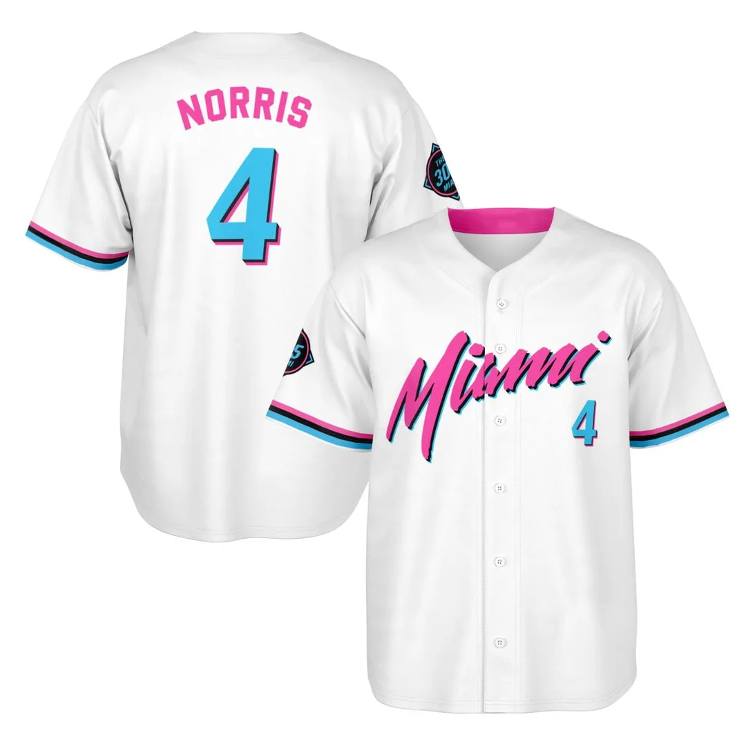 Norris - Miami White - McLaren F1 Baseball Jerseys BLNR16425A13BBJS