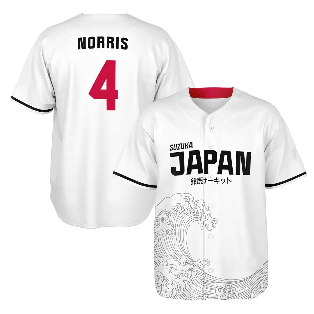 Norris - Suzuka Great Wave White - McLaren F1 Baseball Jerseys BLNR16425A22BBJS