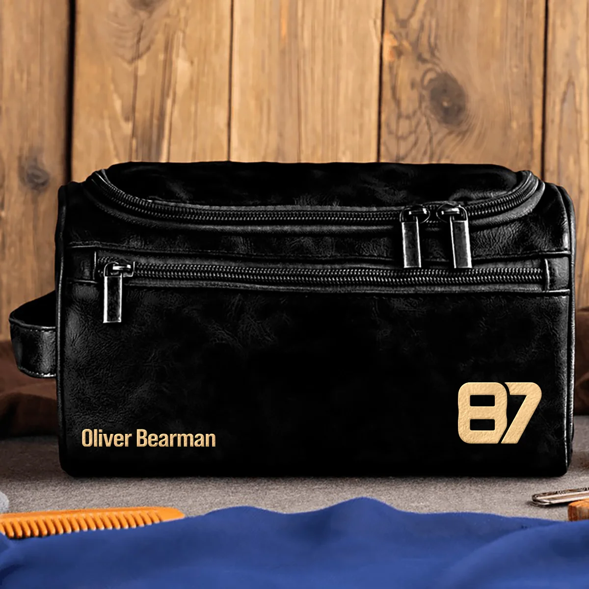 Oliver Bearman Haas - Leather Toiletry Bag BL19425A87 - Black