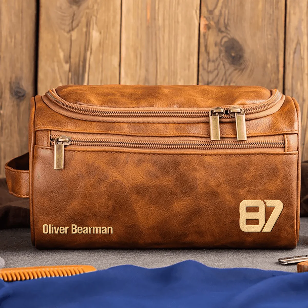 Oliver Bearman Haas - Leather Toiletry Bag BL19425A87 - Light Brown