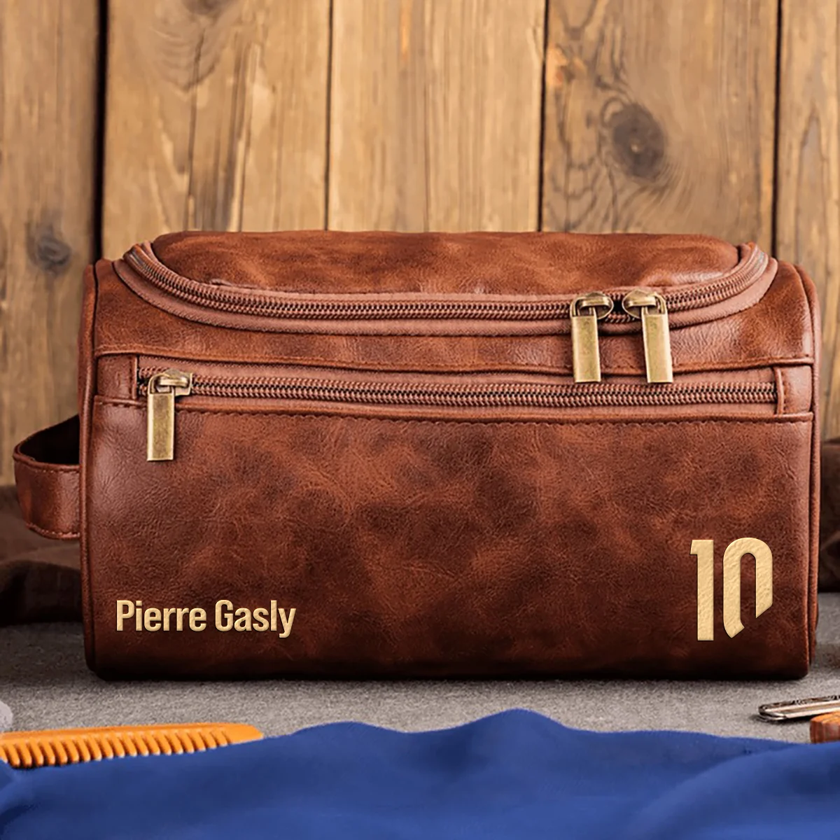Pierre Gasly Alpine - Leather Toiletry Bag BL19425A10 - Dark Brown