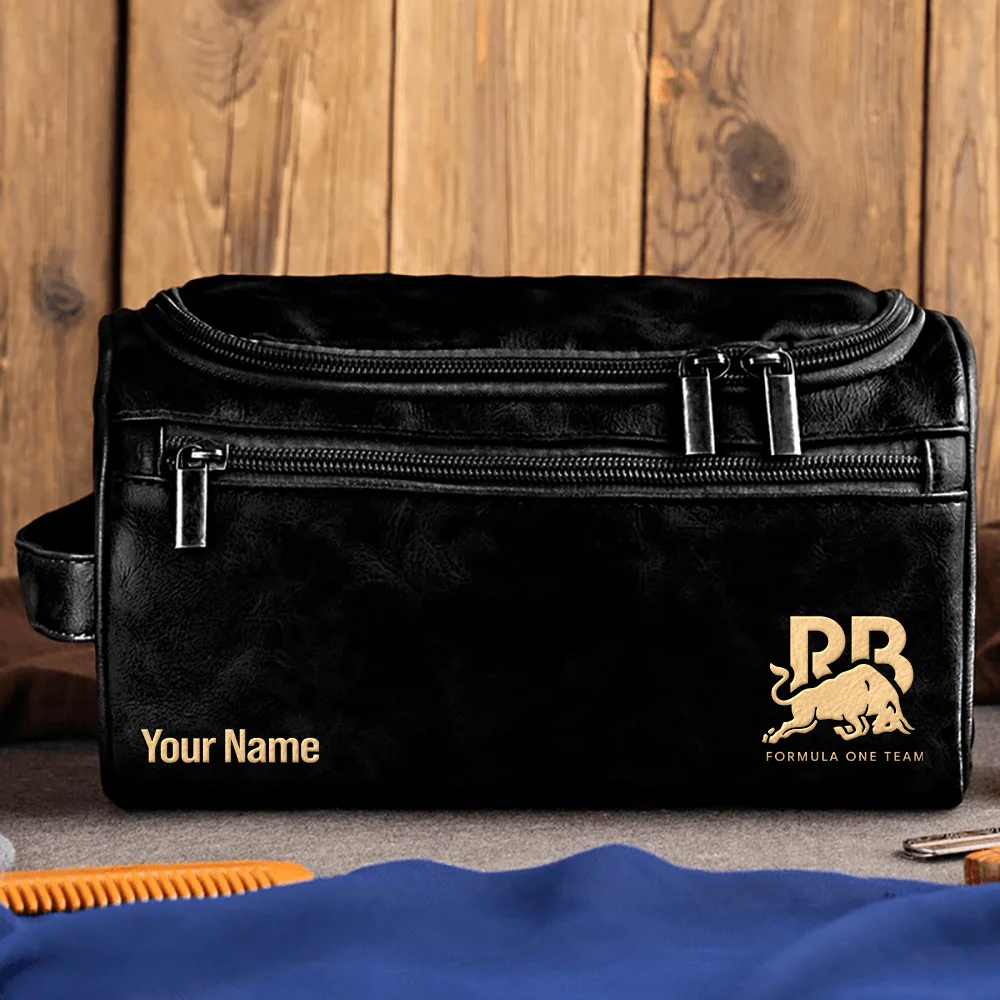 Racing Bulls F1 Team - Personalized Leather Toiletry Bag BL18425A1RAC - Black