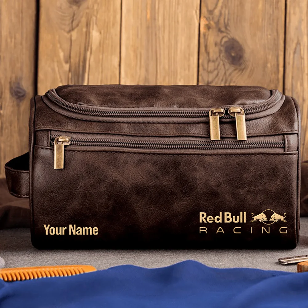Red Bull Racing F1 Team - Personalized Leather Toiletry Bag BL18425A1RBR - Coffee