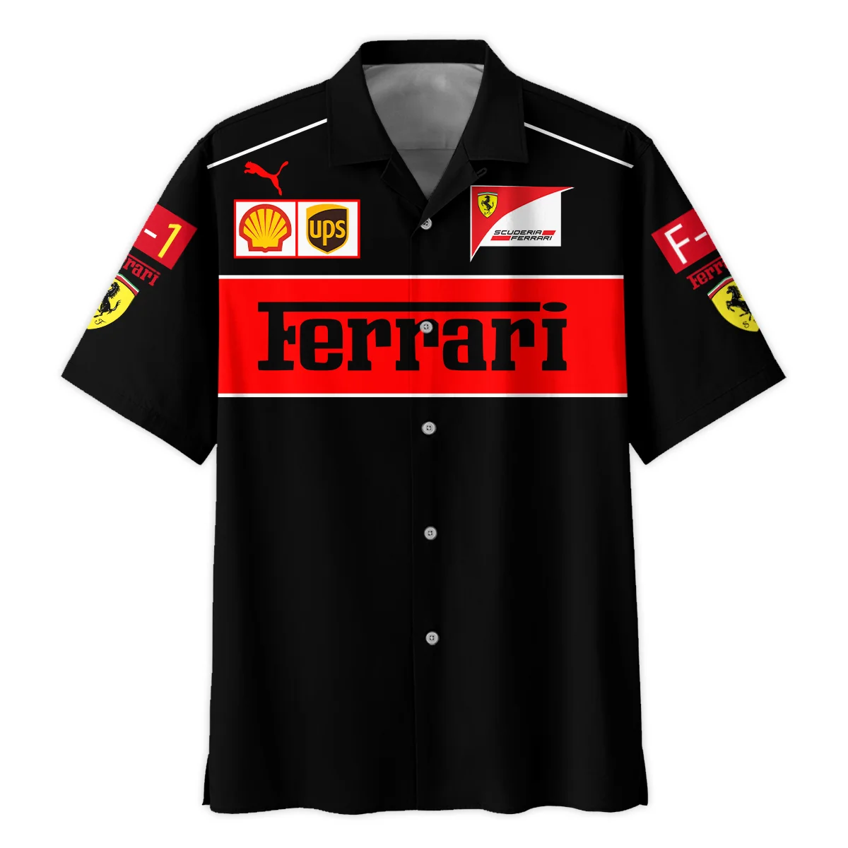 Scuderia Ferrari Racing F1 Hawaiian Shirt All Over Prints BLF1R21325AHW - Black