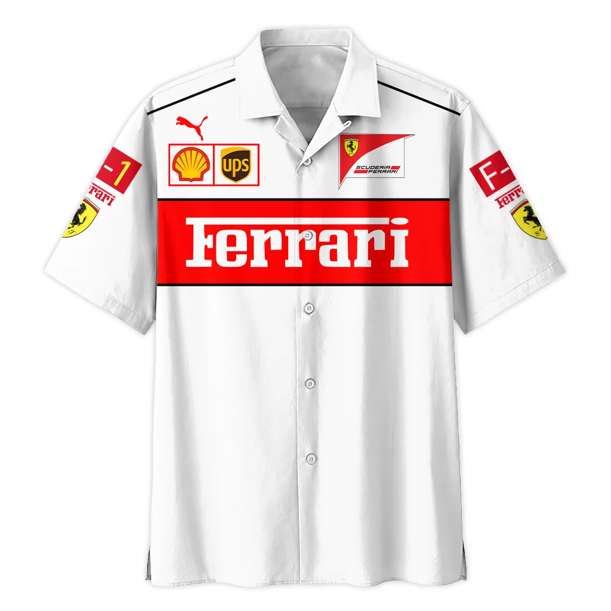 Scuderia Ferrari Racing F1 Hawaiian Shirt All Over Prints BLF1R21325AHW - White