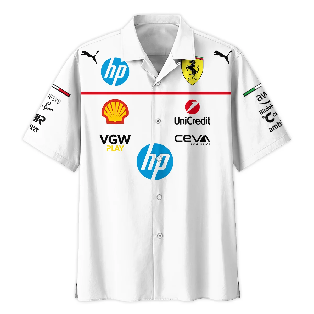 Scuderia Ferrari Racing F1 Hawaiian Shirt All Over Prints BLF1R23325AHW - White