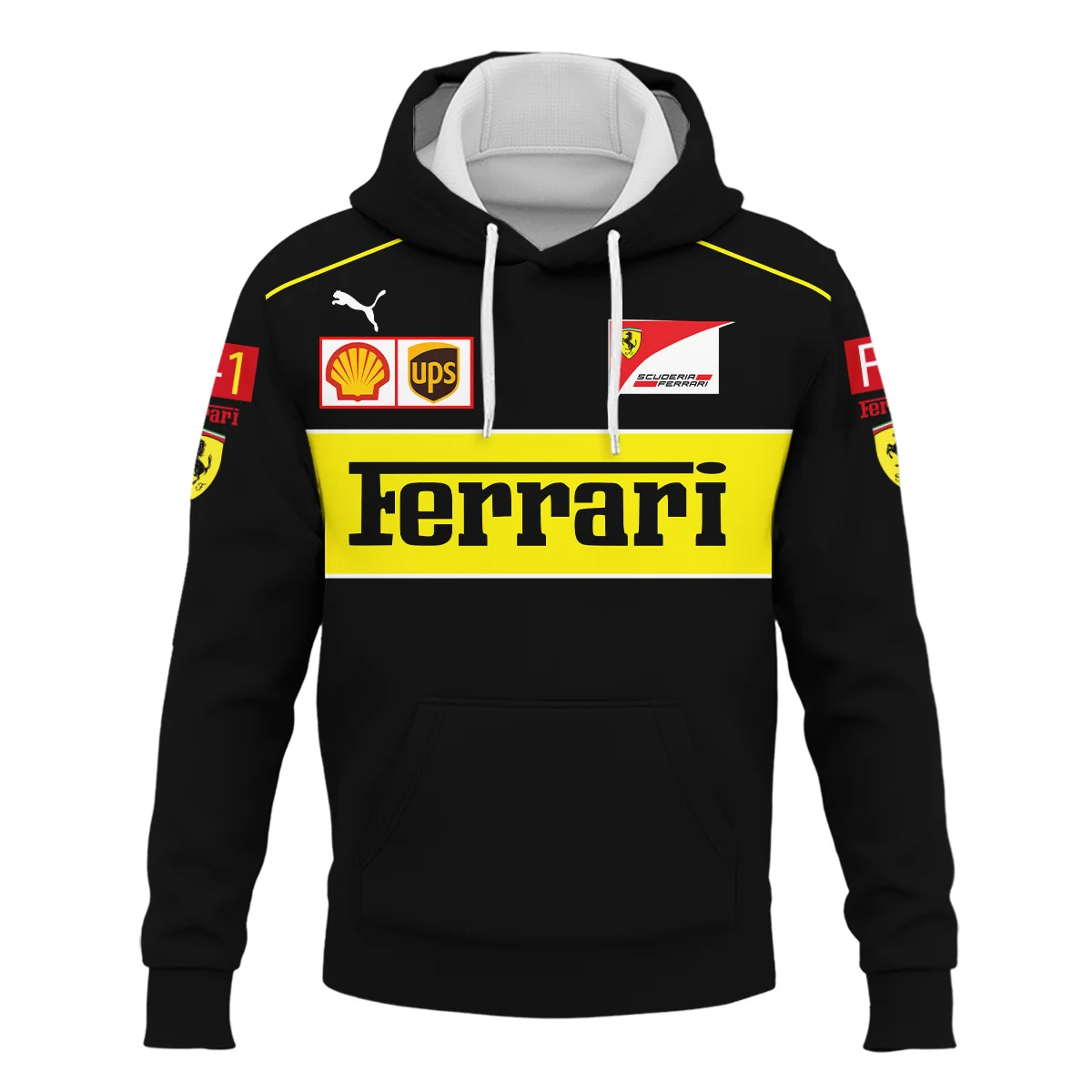 Scuderia Ferrari Racing F1 Hoodie All Over Prints BLF1R21325AHD - Black Yellow