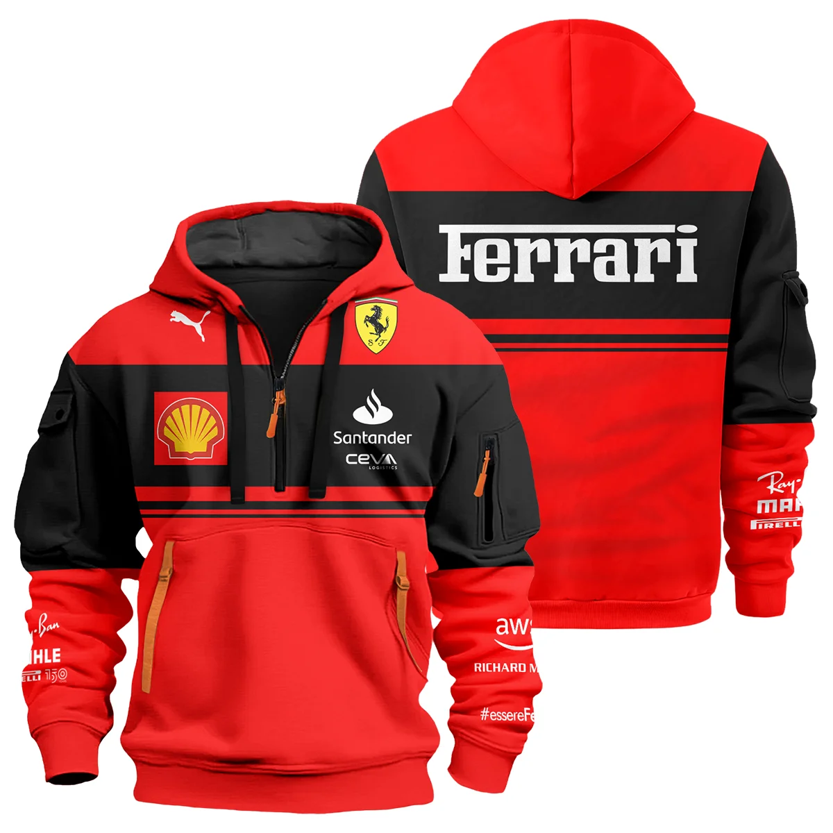 Scuderia Ferrari Racing F1 Hoodie Half Zipper All Over Prints BLF1R19325A13HZ