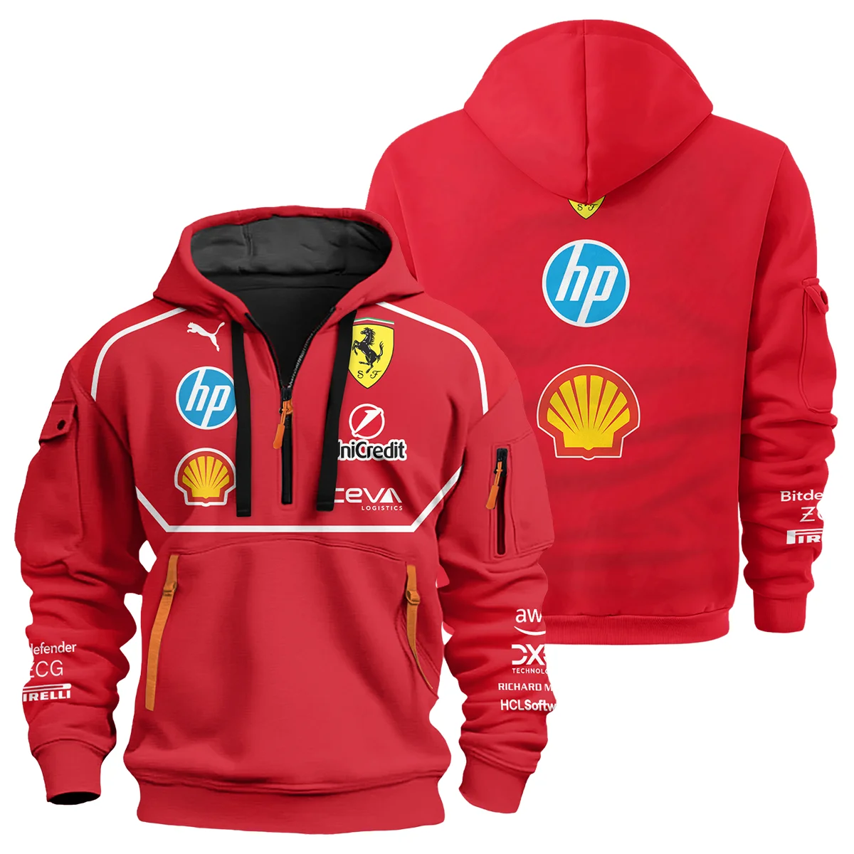 Scuderia Ferrari Racing F1 Hoodie Half Zipper All Over Prints BLF1R19325A53HZ
