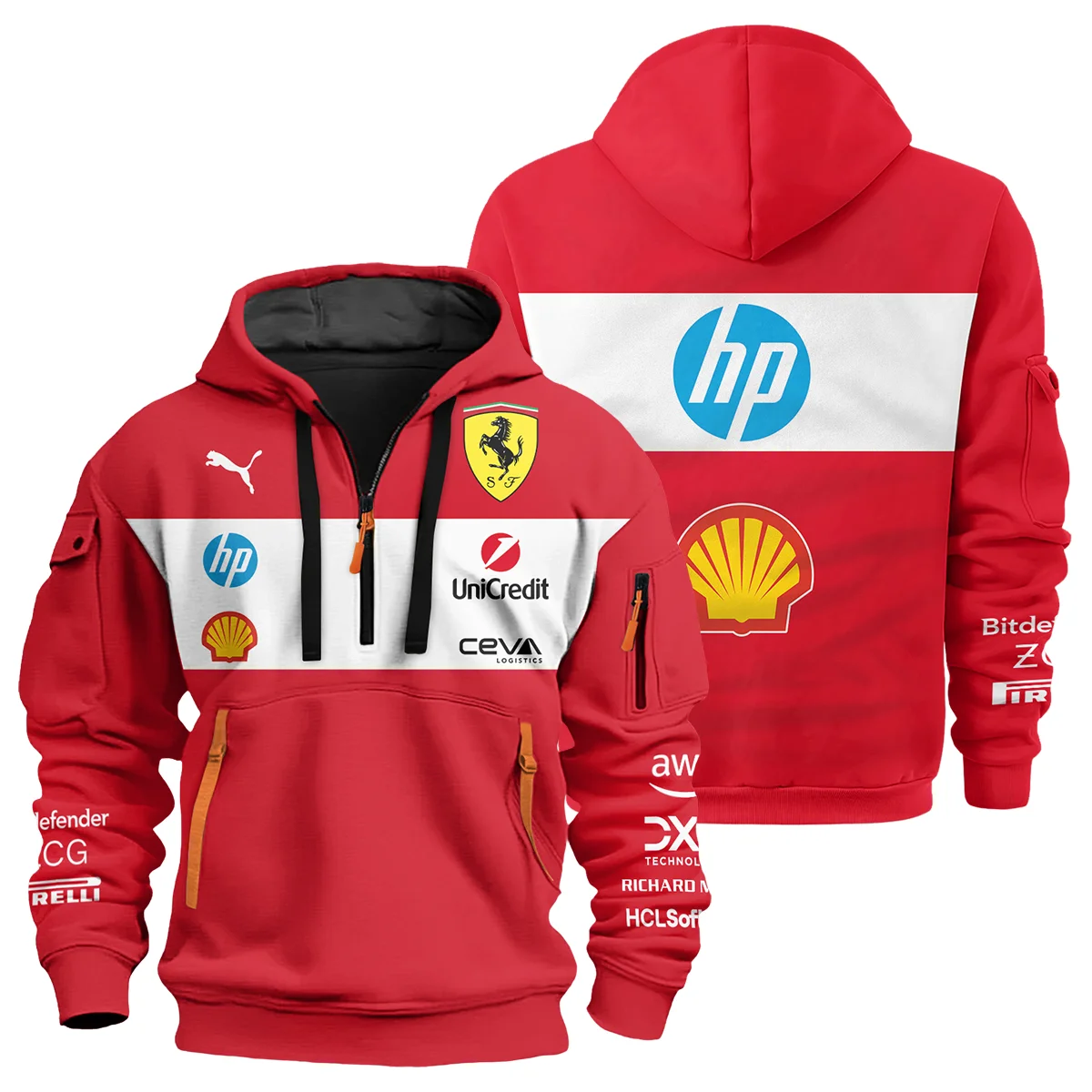 Scuderia Ferrari Racing F1 Hoodie Half Zipper All Over Prints BLF1R19325A63HZ