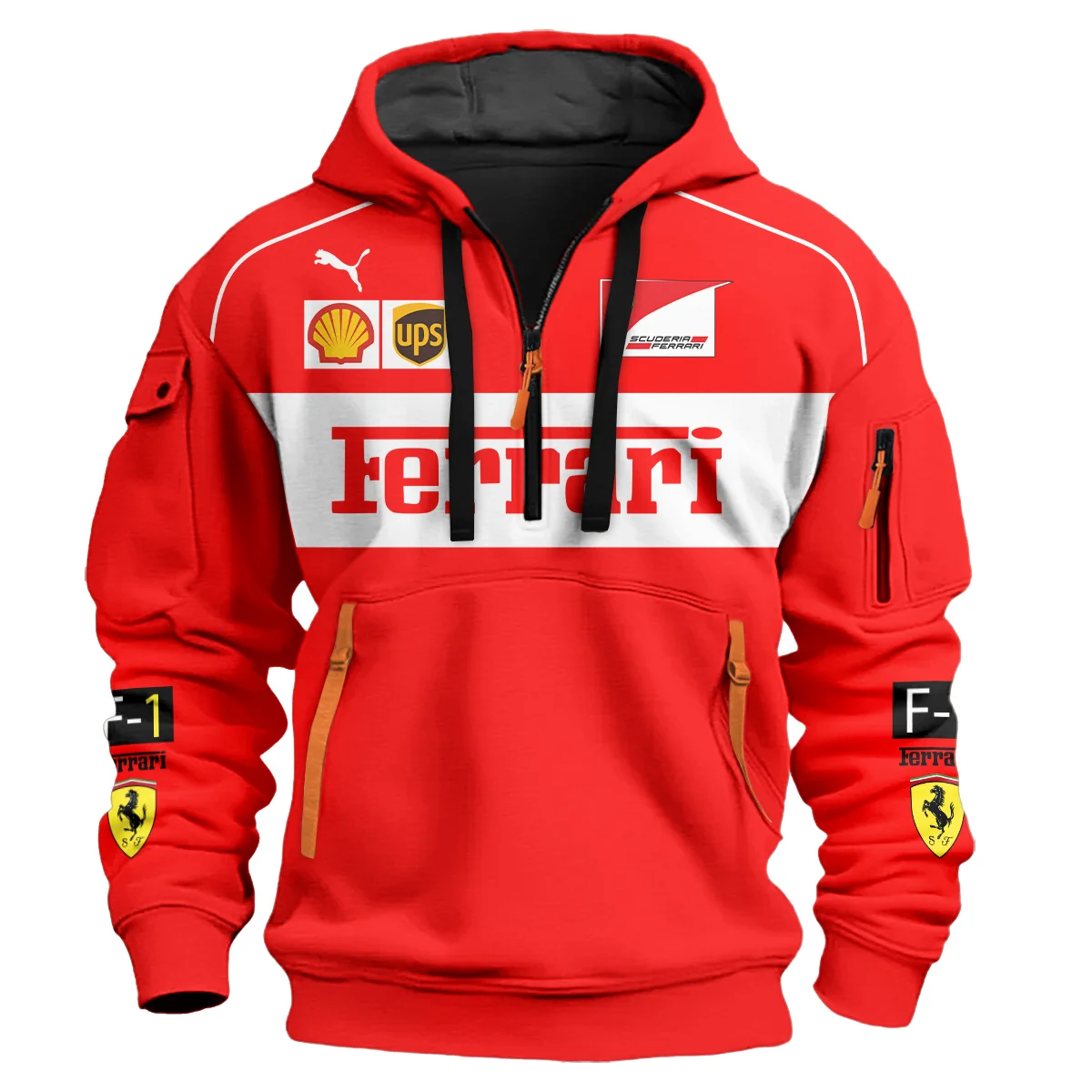 Scuderia Ferrari Racing F1 Hoodie Half Zipper All Over Prints BLF1R21325A3HZ - Red