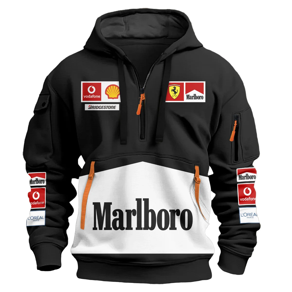 Scuderia Ferrari Racing F1 Hoodie Half Zipper All Over Prints BLF1R26325A3HZ - Black 2