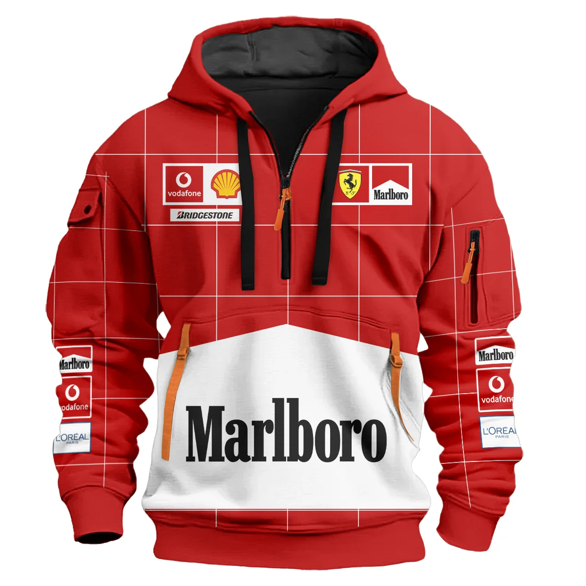 Scuderia Ferrari Racing F1 Hoodie Half Zipper All Over Prints BLF1R26325A3HZ - Red 1