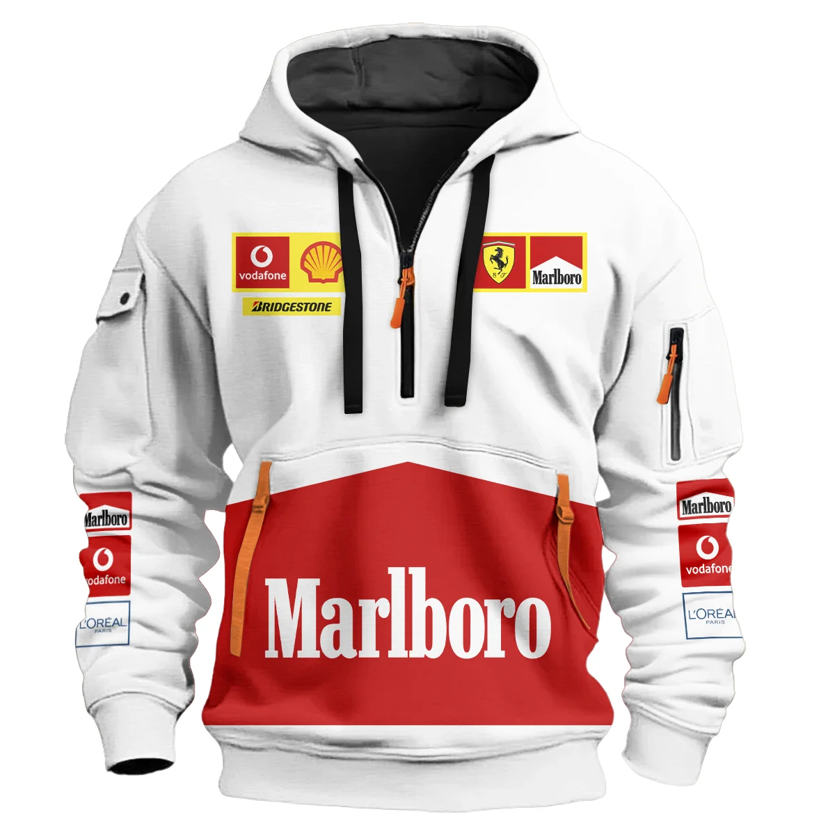 Scuderia Ferrari Racing F1 Hoodie Half Zipper All Over Prints BLF1R26325A3HZ - White 2