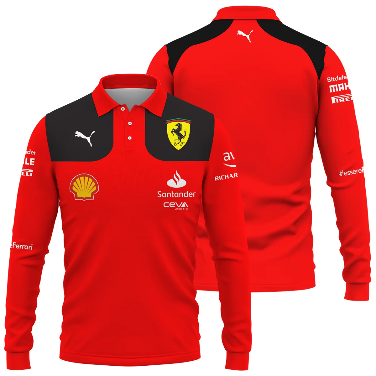 Scuderia Ferrari Racing F1 Long Polo Shirt All Over Prints BLF1R19325A2LPL