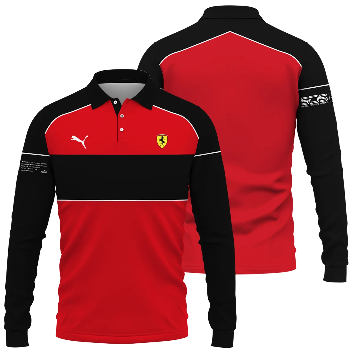 Scuderia Ferrari Racing F1 Long Polo Shirt All Over Prints BLF1R19325A4LPL