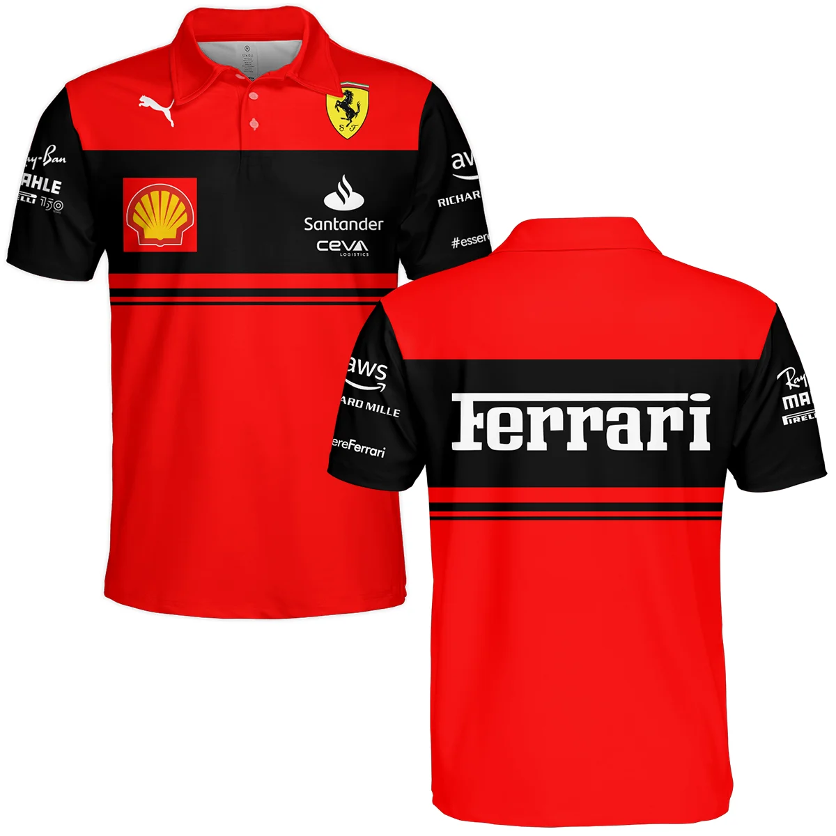 Scuderia Ferrari Racing F1 Polo Shirt All Over Prints BLF1R19325A1PL