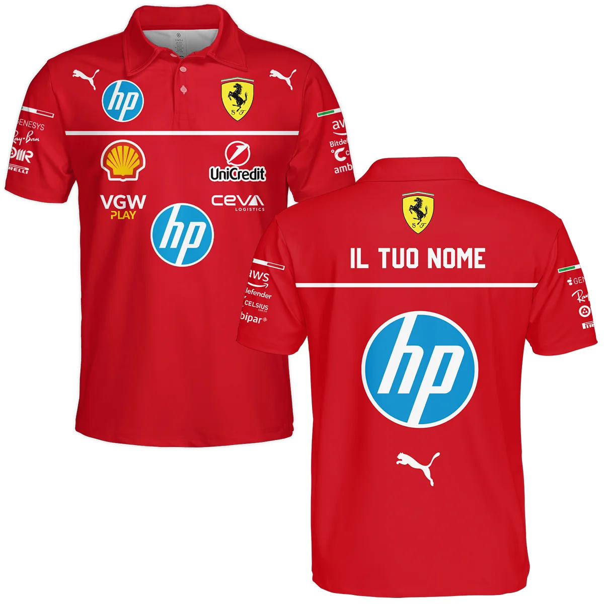 Scuderia Ferrari Racing F1 Polo Shirt All Over Prints BLF1R23325APL - Red